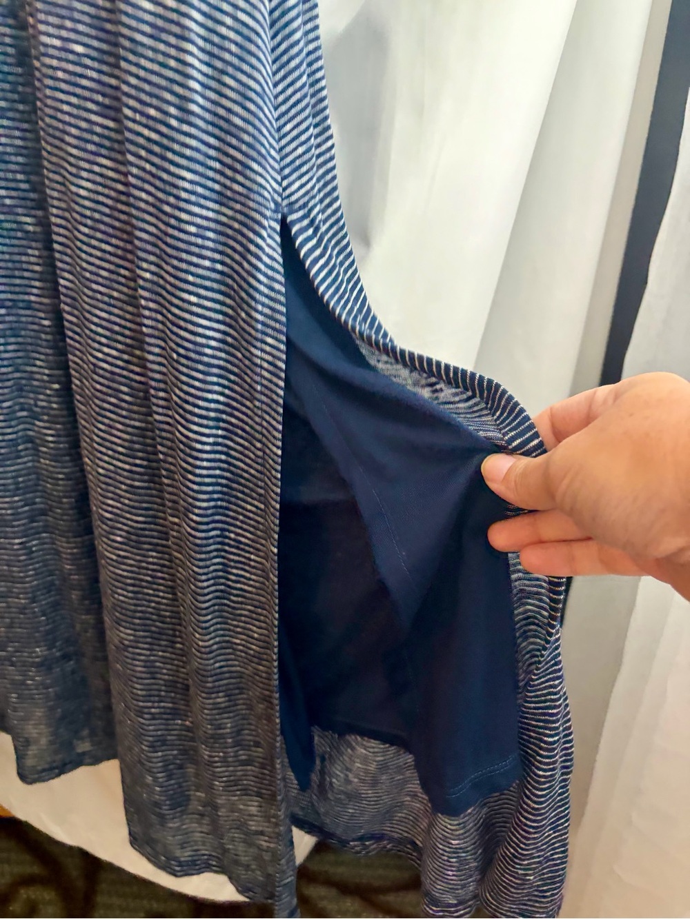 Ralph Lauren Navy Linen Striped Lace-Up Maxi Dress - Picture 5 of 8